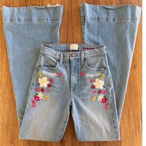 AO.LA By Alice & Olivia High-Rise Bell Floral Embroidered Size 24